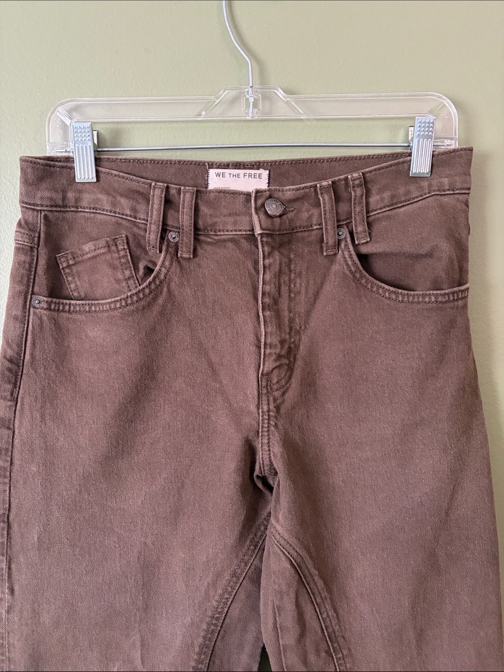 We The Free Risk Taker Straight Pant In Workwear Brown Jeans Raw Hem Sz 28 - Picture 4 of 11